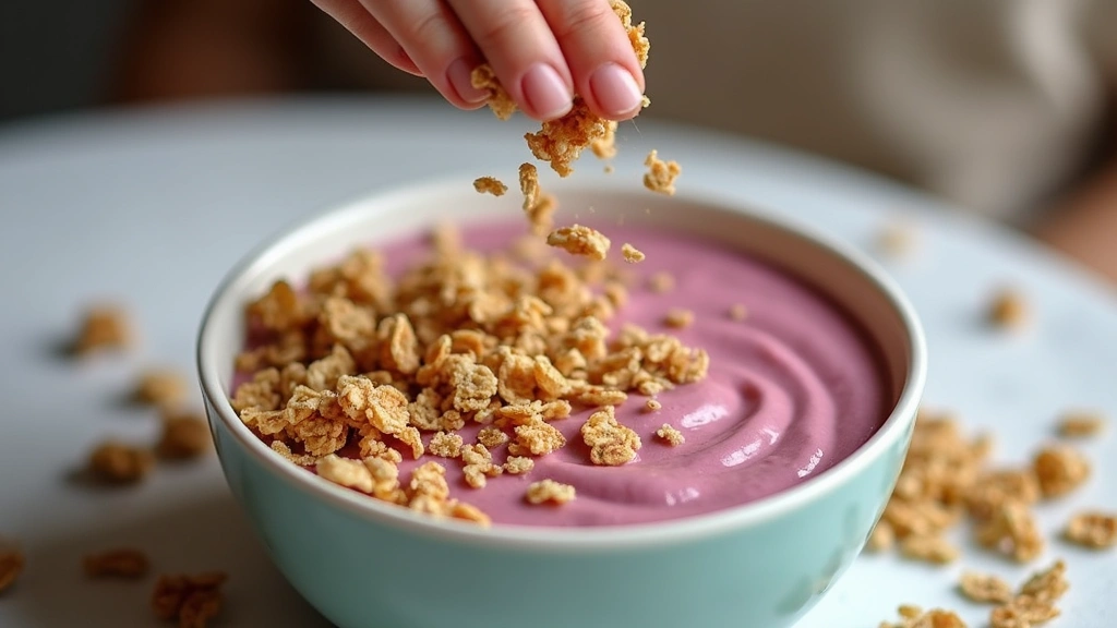 Raspberry Smoothie Bowl – Bright, Sweet and Tangy - Step 5: Add Granola