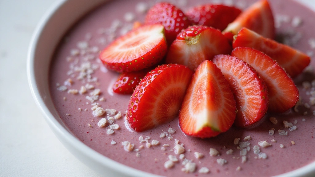 The Best Smoothie Bowl Recipe – Thick, Creamy and Delicious - Step 7: Arrange Fresh Strawberries