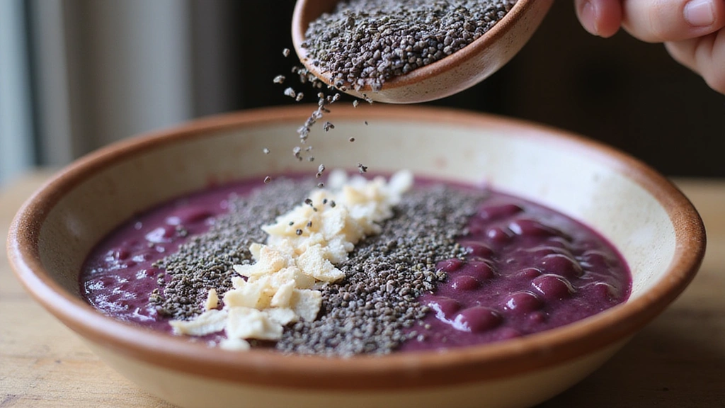 Tropical Smoothie Acai Bowl Recipe – Refreshing and Fruity - Step 7: Sprinkle Seeds and Flakes