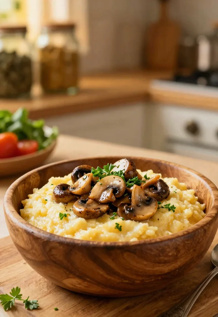 10 Cornmeal Dinner Recipes for Cozy Flavorful Homemade Meals - 1. Creamy Cornmeal Polenta with Garlic Mushrooms