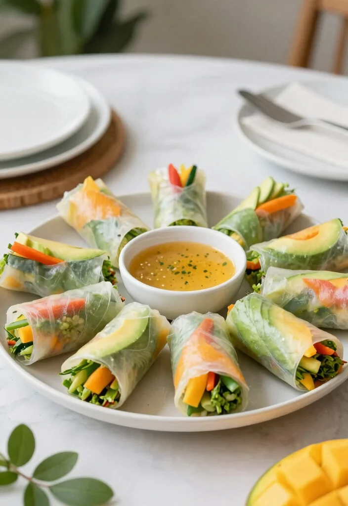 10 Dinner Party Starter Recipes for Easy Elegant Beginnings - 3. Mango Avocado Spring Rolls