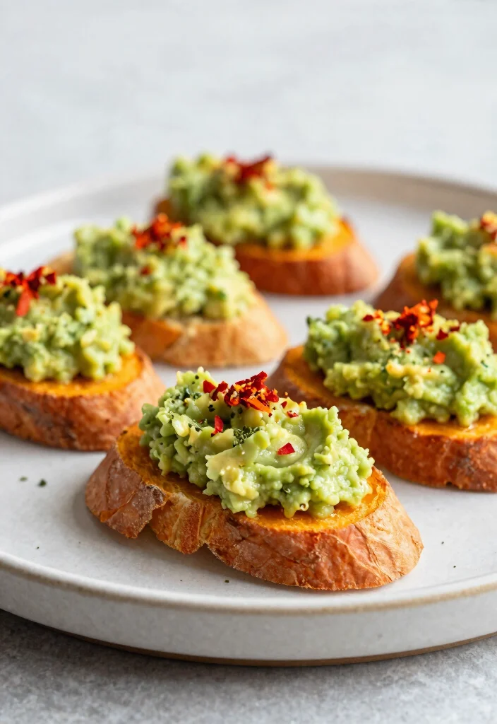 10 Dinner Party Starter Recipes for Easy Elegant Beginnings - 5. Sweet Potato Crostini with Avocado Mash