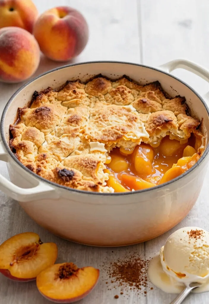 10 Dutch Oven Dessert Recipes for Cozy One-Pot Sweet Comfort - 3. Decadent Peach Cobbler