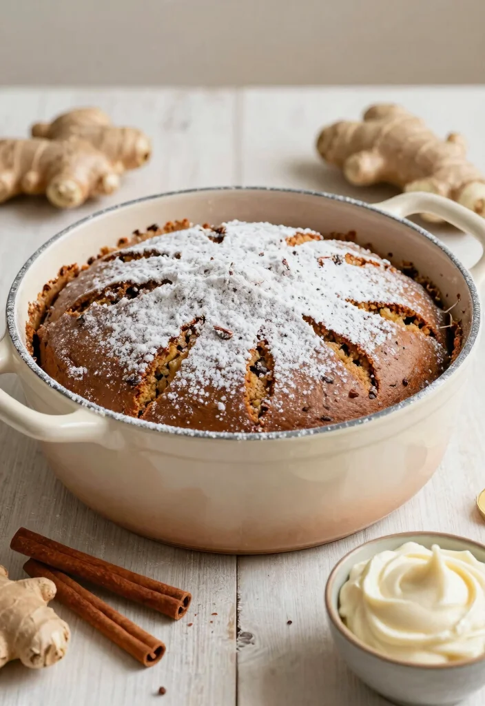 10 Dutch Oven Dessert Recipes for Cozy One-Pot Sweet Comfort - 7. Cozy Gingerbread Cake