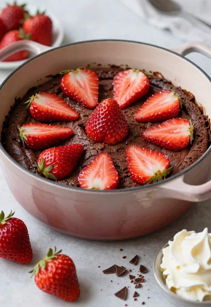 10 Dutch Oven Dessert Recipes for Cozy One-Pot Sweet Comfort - 9. Chocolate Strawberry Skillet Cake