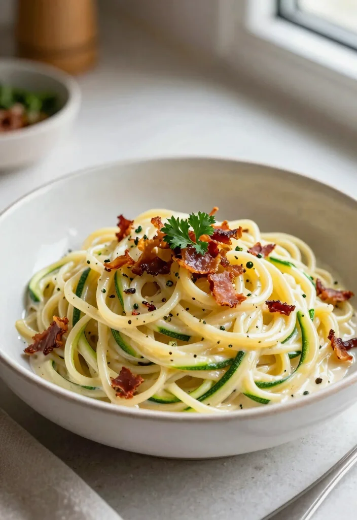 10 Fancy Keto Dinner Recipes for Elegant Low-Carb Evenings - 6. Zucchini Noodle Carbonara