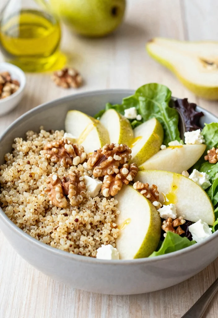 10 Healthy Pear Recipes for Fresh Light Seasonal Eating - 6. Pear Quinoa Salad with Feta