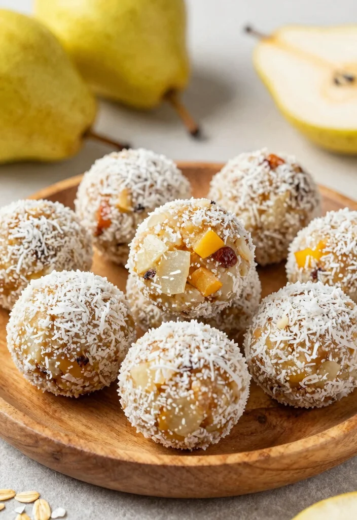 10 Healthy Pear Recipes for Fresh Light Seasonal Eating - 7. Pear Coconut Energy Balls