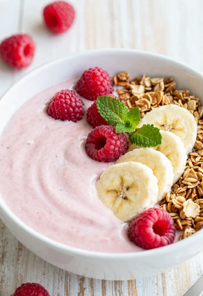 10 Healthy Raspberry Recipes for Fresh Bright Everyday Eating - 1. Creamy Raspberry Smoothie Bowl