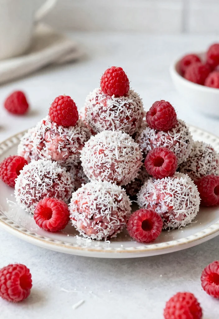 10 Healthy Raspberry Recipes for Fresh Bright Everyday Eating - 6. Raspberry Coconut Energy Bites