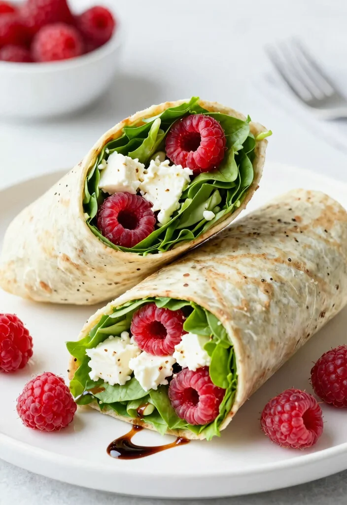 10 Healthy Raspberry Recipes for Fresh Bright Everyday Eating - 8. Raspberry and Feta Salad Wraps
