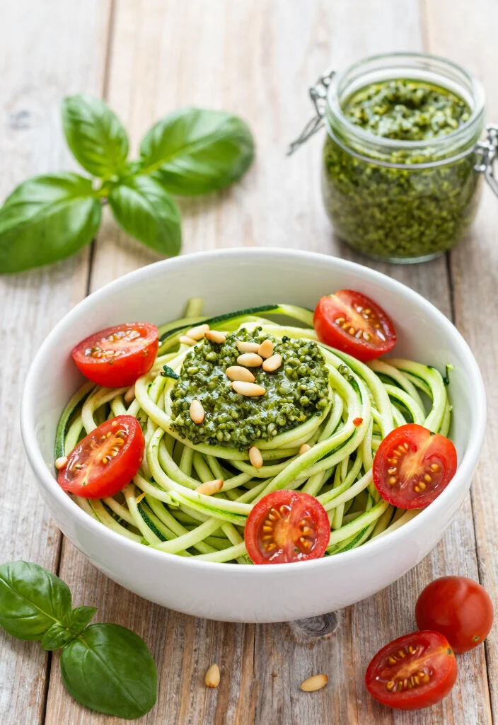 10 High-Fiber Keto Recipes for Light Balanced Low-Carb Eating - 2. Zucchini Noodles with Pesto