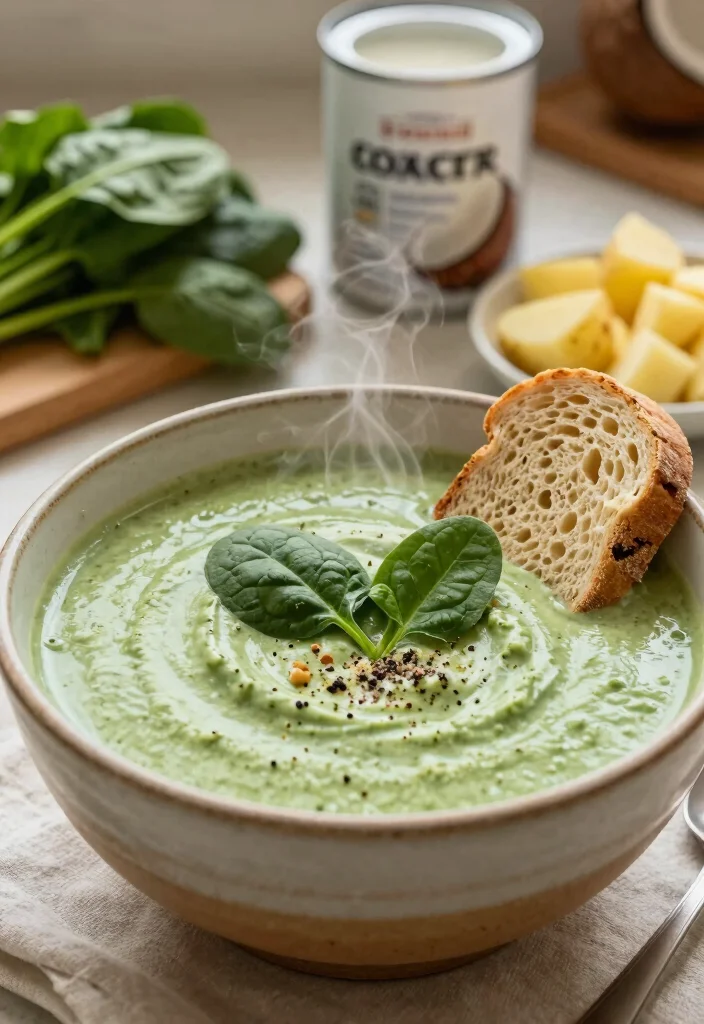 10 Low-FODMAP Vegan Recipes for Gentle Easy Eating - 1. Creamy Coconut and Spinach Soup