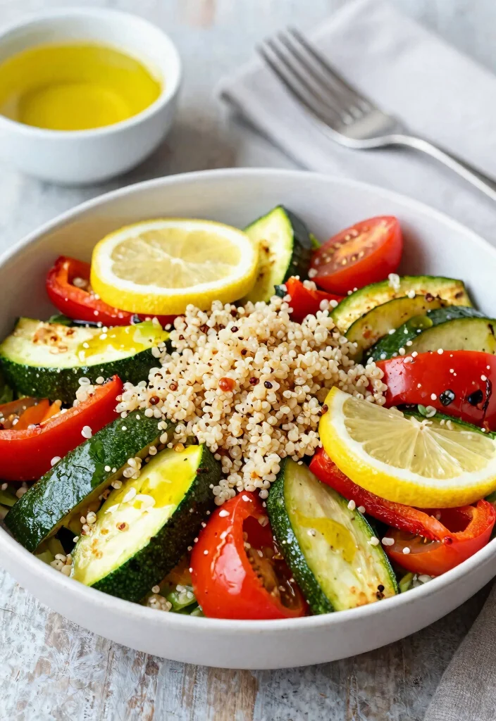 10 Low-FODMAP Vegan Recipes for Gentle Easy Eating - 2. Zesty Lemon Quinoa and Roasted Vegetable Salad