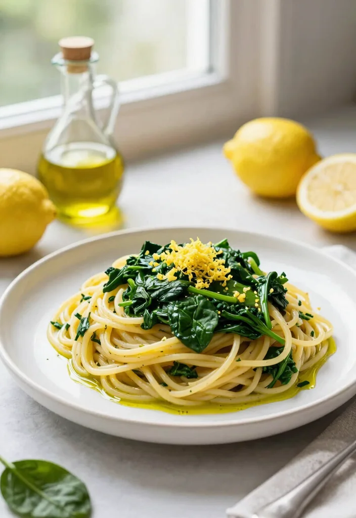 10 Low-FODMAP Vegan Recipes for Gentle Easy Eating - 5. Spaghetti with Lemon-Infused Olive Oil and Spinach