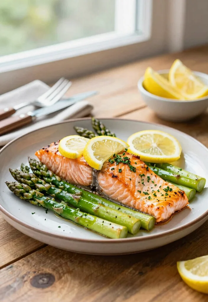 10 Prediabetic Dinner Recipes for Balanced Blood-Sugar-Friendly Meals - 4. Baked Lemon Herb Salmon with Asparagus