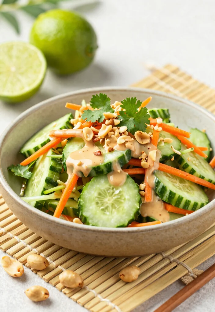 10 Vegan Cucumber Recipes for Fresh Light Everyday Eating - 4. Thai Cucumber Salad with Peanut Dressing