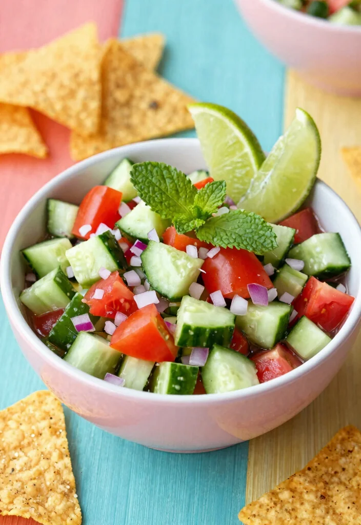 10 Vegan Cucumber Recipes for Fresh Light Everyday Eating - 8. Cucumber Salsa with Lime and Mint
