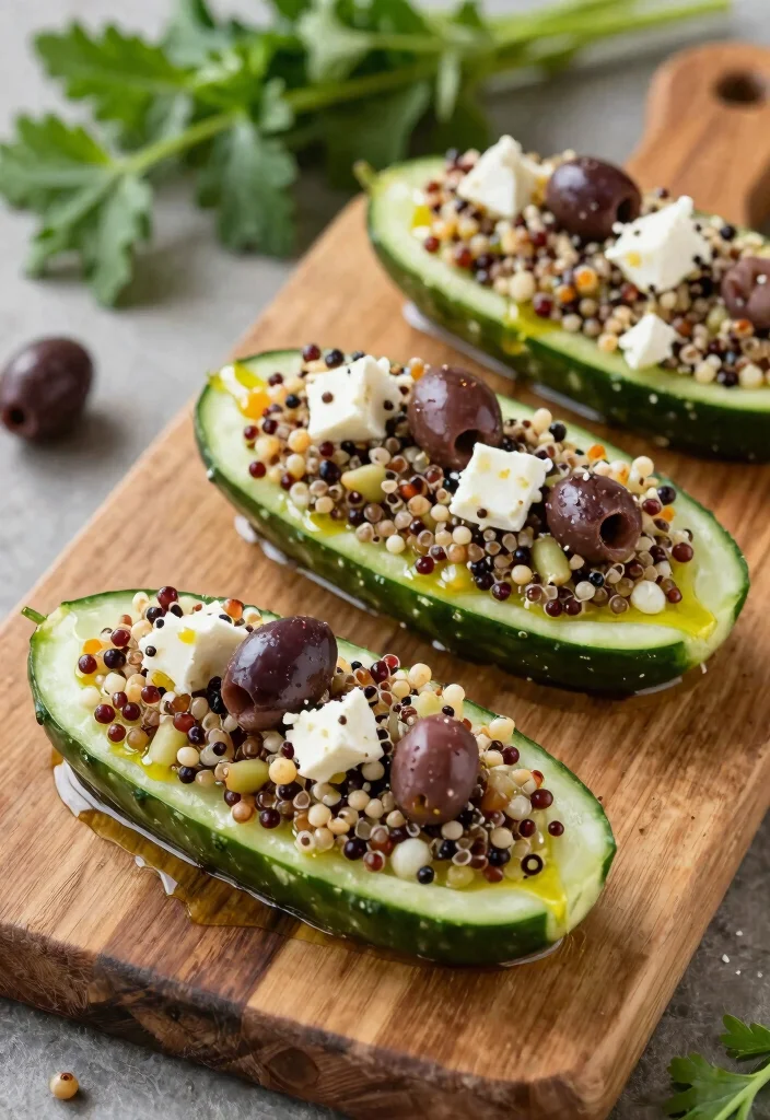 10 Vegan Cucumber Recipes for Fresh Light Everyday Eating - 9. Mediterranean Cucumber Boats