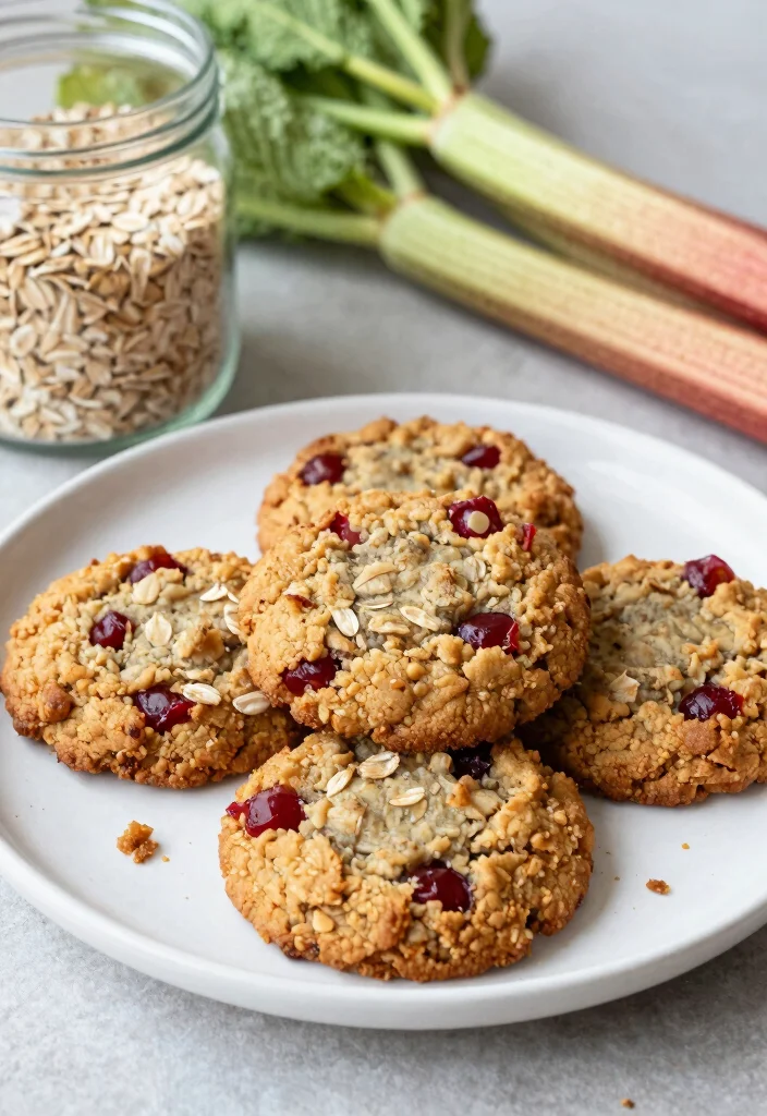 10 Vegan Rhubarb Recipes for Tart Fresh Seasonal Meals - 7. Rhubarb Oatmeal Cookies
