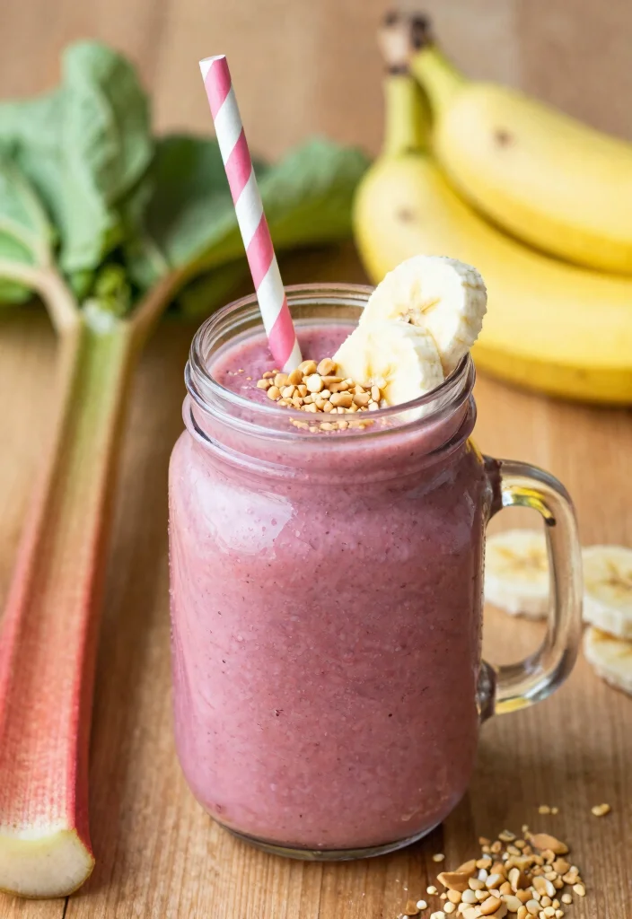 10 Vegan Rhubarb Recipes for Tart Fresh Seasonal Meals - 9. Rhubarb Peanut Butter Smoothie