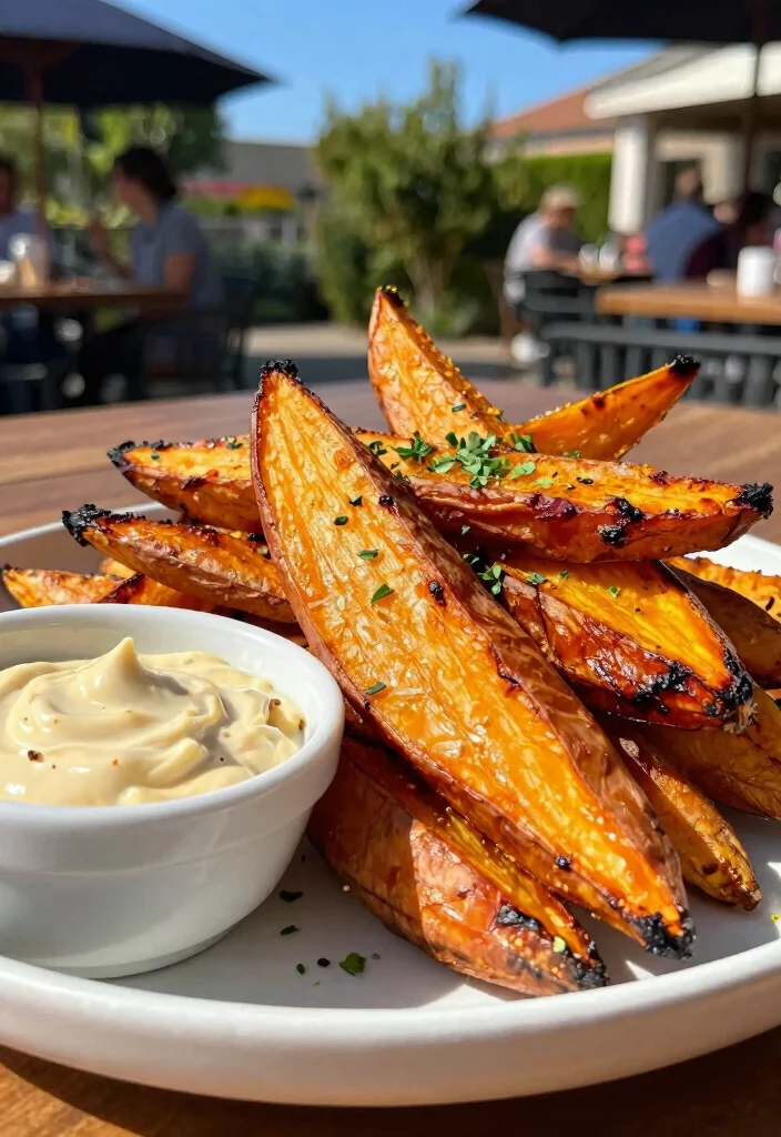 10 Vegan Smoker Recipes for Creative Smoky Plant Meals - 8. Grilled Sweet Potato Wedges with Chipotle Aioli