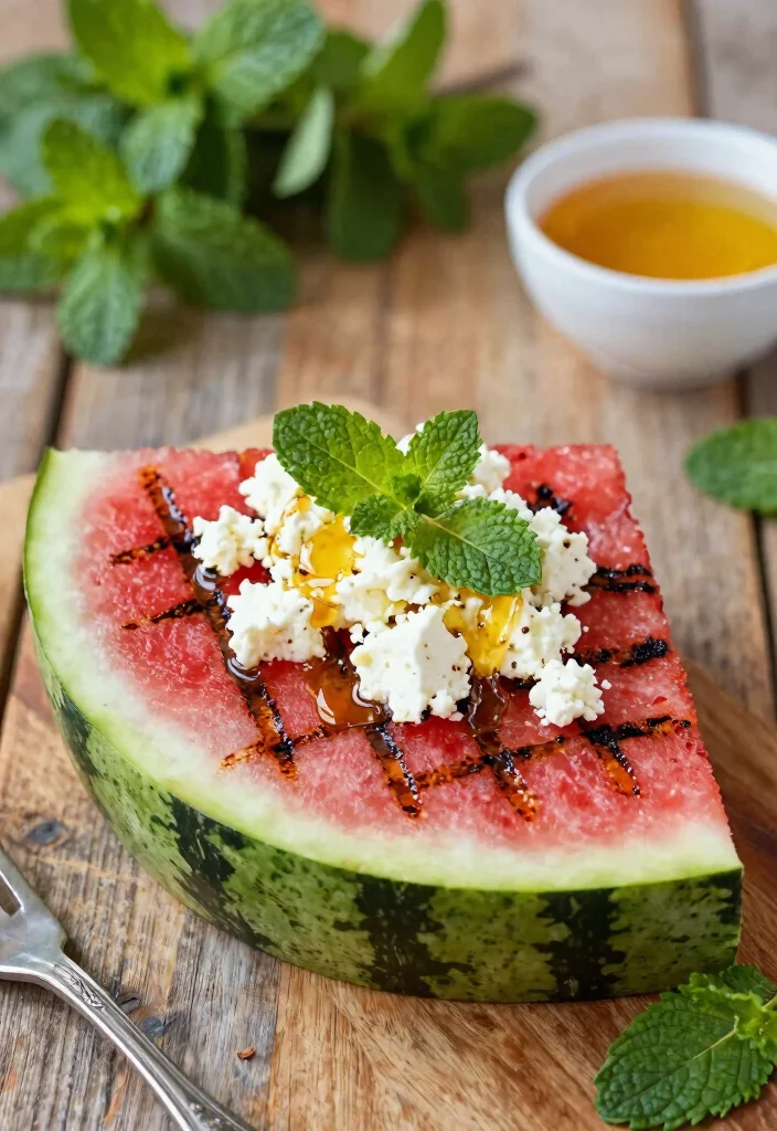 10 Watermelon Dessert Recipes for Fresh Light Summer Treats - 9. Grilled Watermelon with Honey and Feta