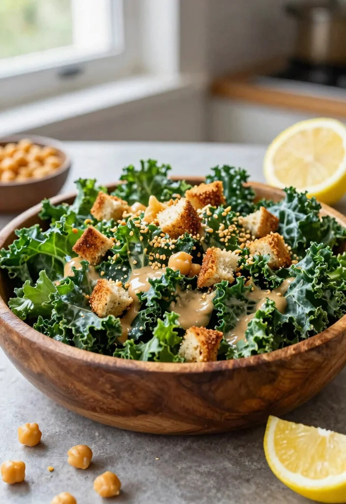 12 Healthy Kale Recipes for Fresh Nutritious Everyday Meals - 2. Kale Caesar Salad with Tahini Dressing