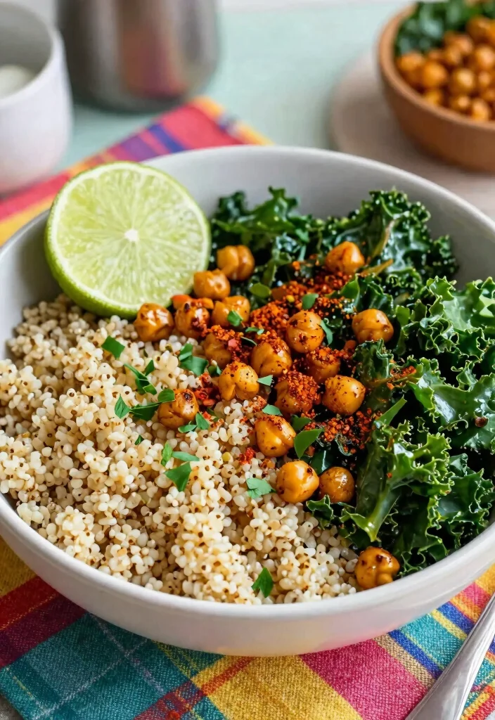 12 Healthy Kale Recipes for Fresh Nutritious Everyday Meals - 4. Spicy Kale and Quinoa Bowl