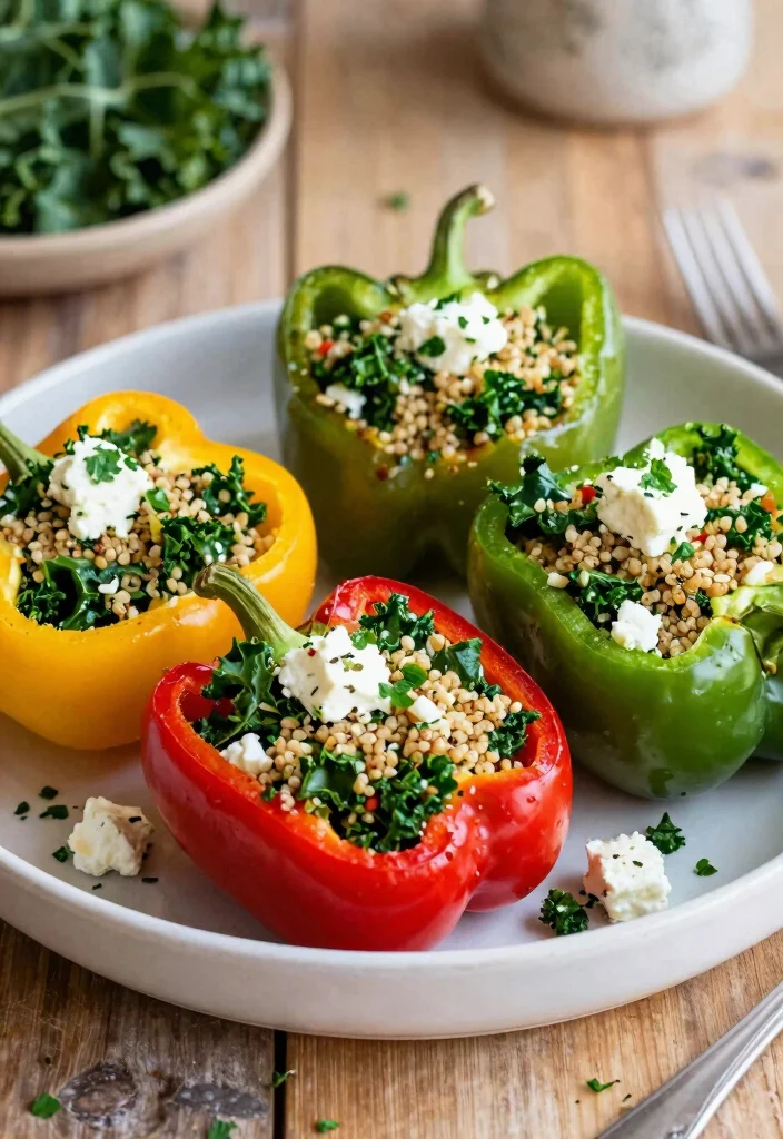 12 Healthy Kale Recipes for Fresh Nutritious Everyday Meals - 6. Kale and Feta Stuffed Peppers