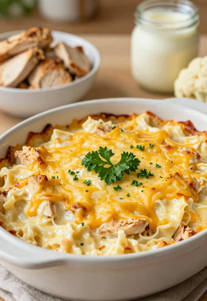 12 Keto Dinner Casserole Recipes for Cozy Low-Carb Meals - 8. Chicken Alfredo Casserole