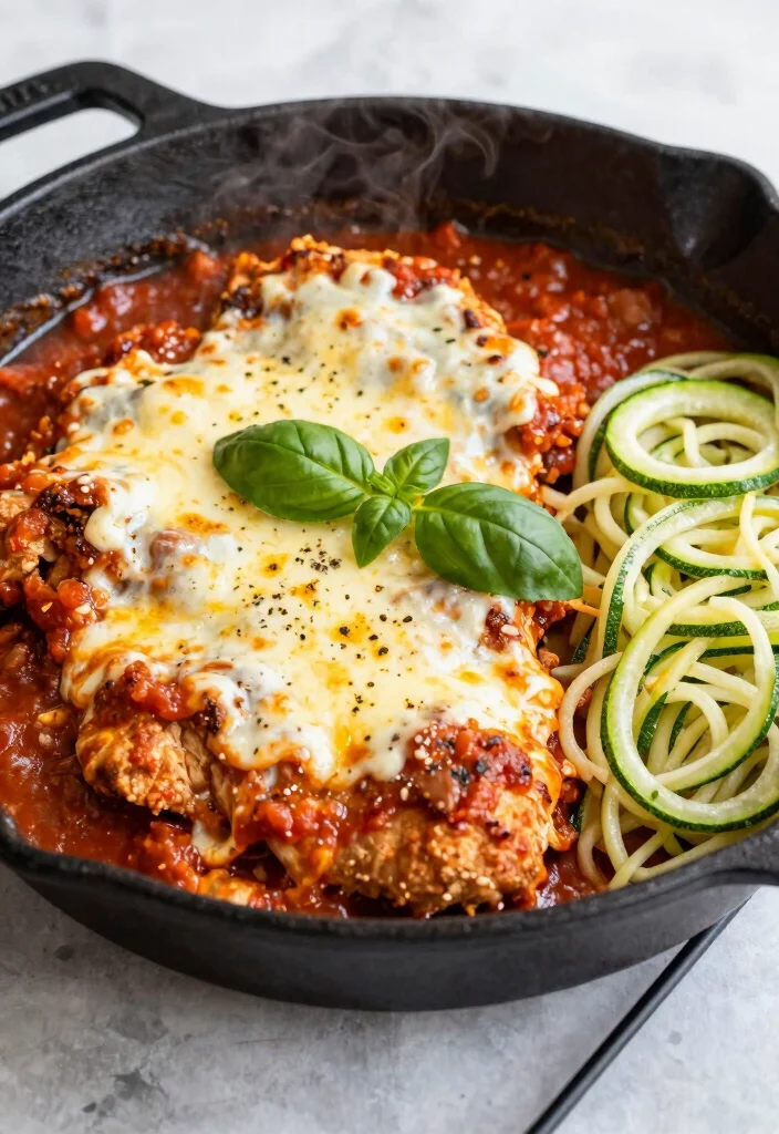 12 Keto Rotisserie Chicken Recipes for Fast Easy Low-Carb Meals - 11. Chicken Parmesan Skillet
