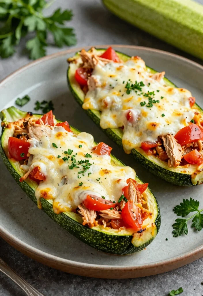 12 Keto Rotisserie Chicken Recipes for Fast Easy Low-Carb Meals - 7. Chicken Zucchini Boats