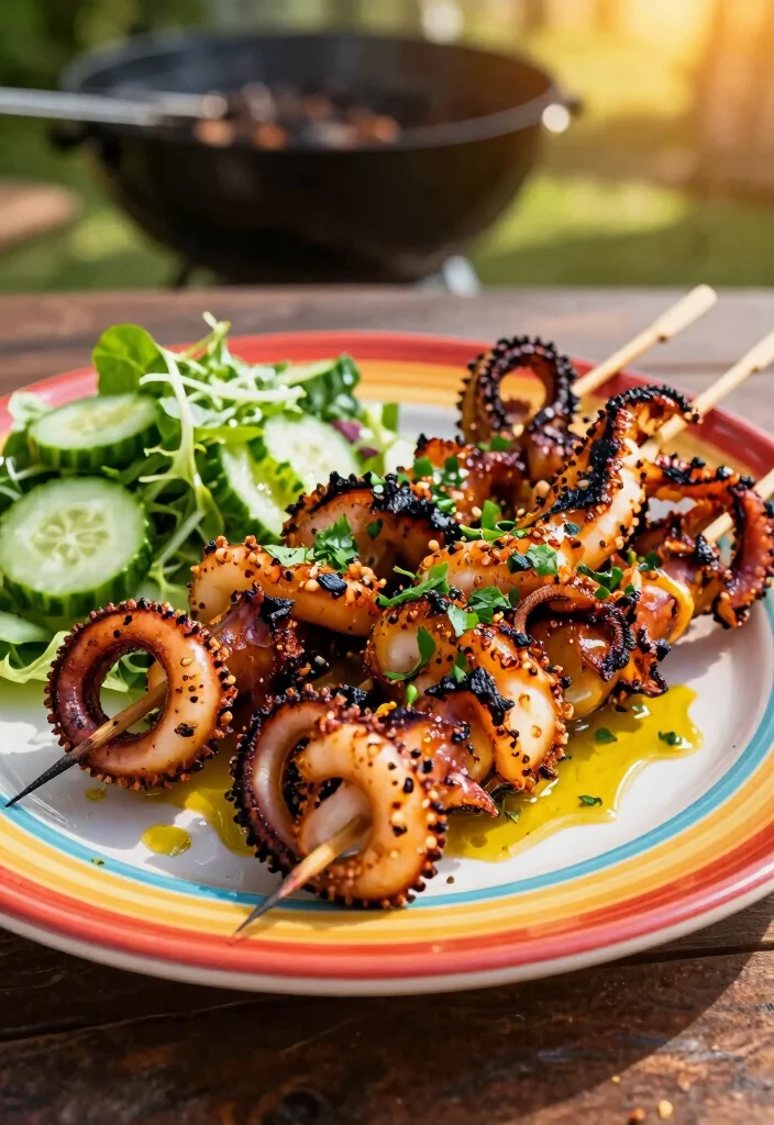 8 Keto Calamari Recipes for Easy Light Low-Carb Meals - 3. Spicy Garlic Calamari Skewers