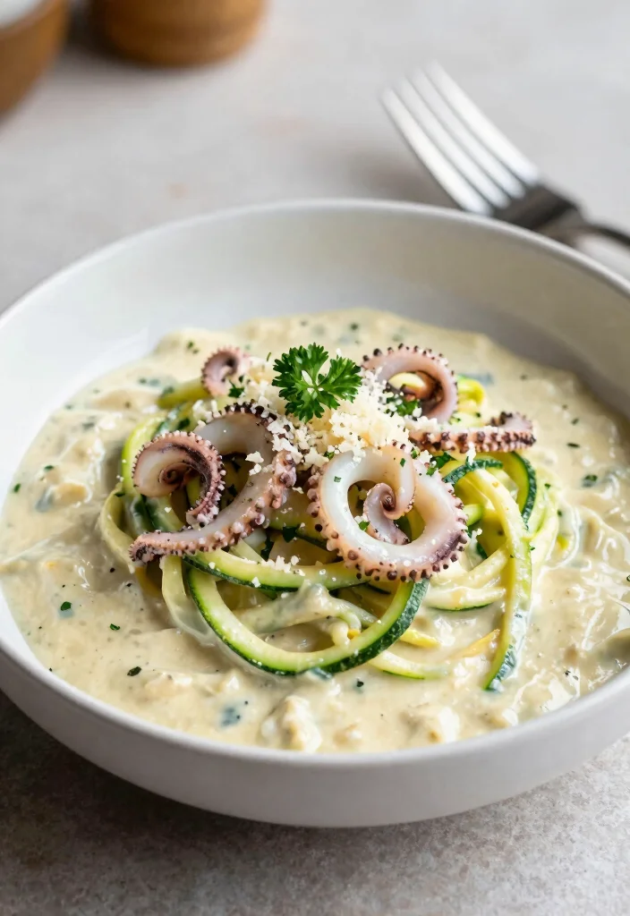 8 Keto Calamari Recipes for Easy Light Low-Carb Meals - 6. Creamy Calamari Alfredo